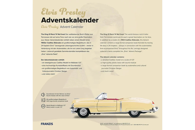 Elvis Presley Adventskalender: Cadillac Eldorado 1953 - gelb 1:37 Franzis